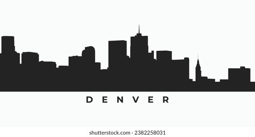 Denver city skyline silhouette. Colorado skyscraper buildings in vector format