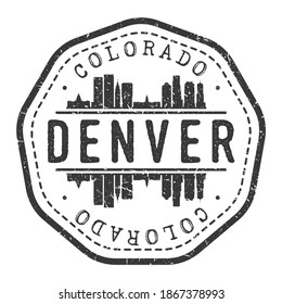 Denver, CO, USA Stamp Skyline Postmark. Silhouette Postal Passport. City Round Vector Icon. Vintage Postage Design.