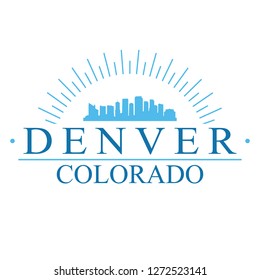 Denver Colorado. Banner Design. City Skyline. Silhouette Vector. Famous Monuments.