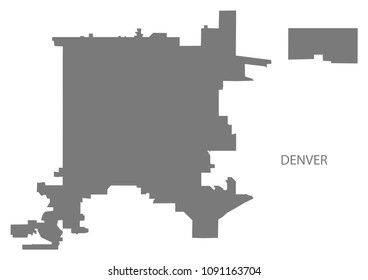 Denver Colorado city map grey illustration silhouette shape