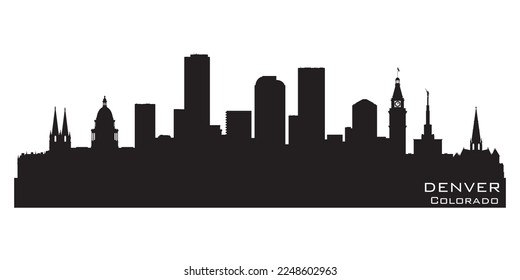 Denver Colorado city skyline Detailed vector silhouette