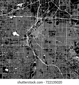 Denver, Colorado. Downtown vector map. City name on a separate layer. Art print template. Black and white.