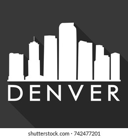 Denver Colorado Flat Icon Skyline Silhouette Design City Vector Art Famous Buildings