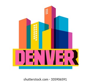 Denver, Colorado great destination to visit, vector cartoon