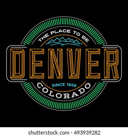 denver, colorado, linear logo  design for t shirts and stickers