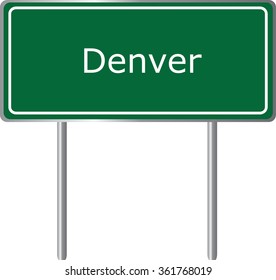 Denver , Colorado , road sign green vector illustration, road table, USA city