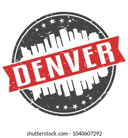 Denver Colorado Round Travel Stamp. Icon Skyline City Design Vector Seal Badge Illustration Clipart.