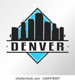 Denver Colorado Skyline Logo. Adventure Landscape Design. Vector Illustration Cut File.
