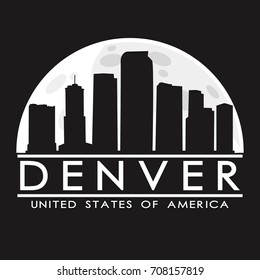 Denver Colorado, Skyline Silhouette City Vector Design Art.