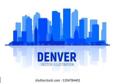 Denver ( Colorado ) skyline silhouette at white background. Vector Illustration. Business travel and tourism concept with modern buildings.