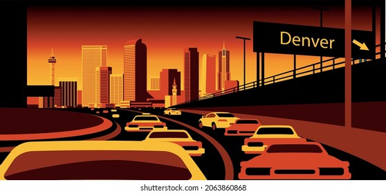 Denver Colorado skyline vector illustration