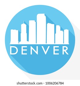 Denver Colorado USA Flat Icon Skyline Silhouette Design City Vector Art Famous Buildings.