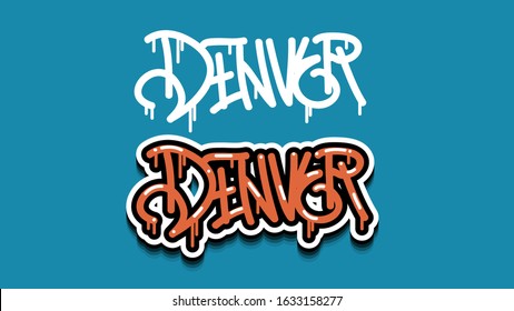 Denver Colorado Usa Hand Lettering Graffiti Tag Style Sticker Design.