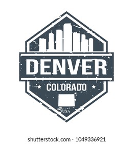 Denver Colorado USA Travel Stamp Icon Skyline City Design. Seal Vector Passport.