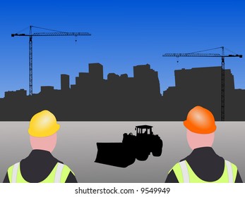 Denver-Baustelle mit Arbeitern und Ausrüstung
