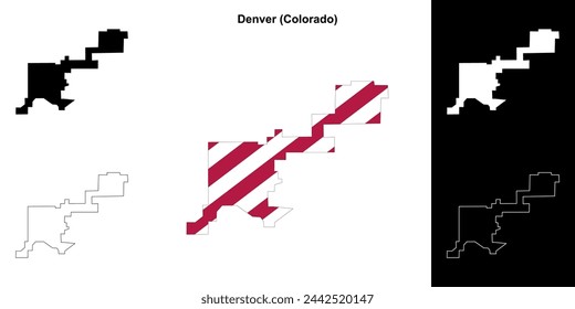 Denver county (Colorado) outline map set
