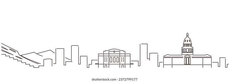 Denver Dark Line Simple Minimalist Skyline With White Background