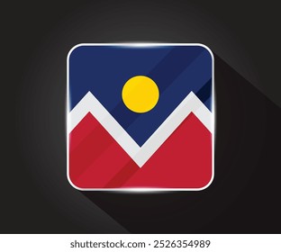 Ilustración de icono cuadrado brillante de la bandera de Denver 