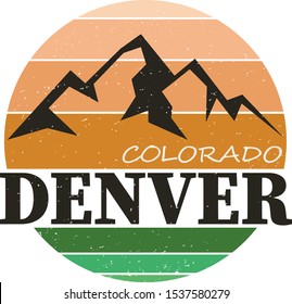 DENVER MOUNTAIN, SLOGAN PRINT VECTOR On A White Background