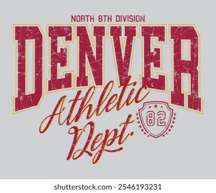 Denver North 8th Division Sportabteilung 82 Slogan Vintage-Stil, perfekt für T-Shirts und Sweatshirts für Artwork