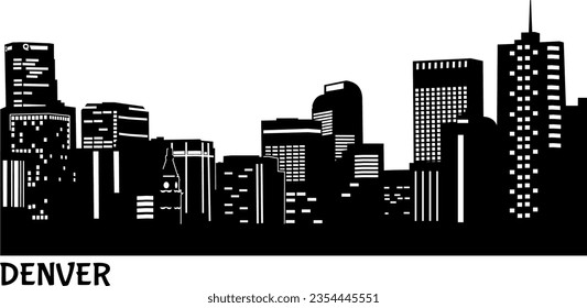 Denver Skyline Black and White Vector