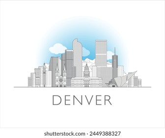 Denver skyline cityscape illustration skyline drawing