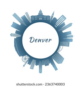 Denver skyline with colorful buildings. Circular style. Stock vector illustration.