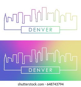 Denver Skyline. Colorful Linear Style. Editable Vector File.