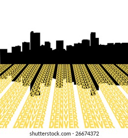 Denver Skyline with perspective text illustration