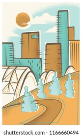 Denver Skyline Retro Poster