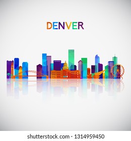 Denver skyline silhouette in colorful geometric style. Symbol for your design. Vector illustration.