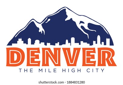 Denver T-Shirt Design | Vector Screen Printing Layout for The Mile High City | Retro Graphic Tee Illustration for Denver, Colorado