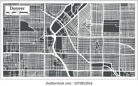 Denver USA City Map in Retro Style. Outline Map. Vector Illustration.