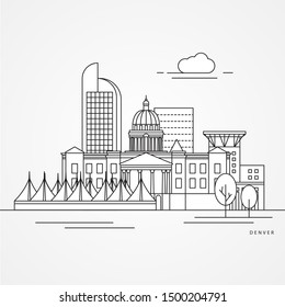 Denver USA Detailed Silhouette. Trendy Vector Illustration, Flat Style. Stylish Colorful Landmarks. The Concept For A Web Banner. Business Travel Icon 