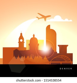 Denver USA Detailed Silhouette. Trendy Vector Illustration, Flat Style. Stylish Colorful Landmarks. The Concept For A Web Banner. Business Travel Icon 