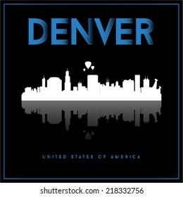 Denver, USA skyline silhouette vector design on black background.