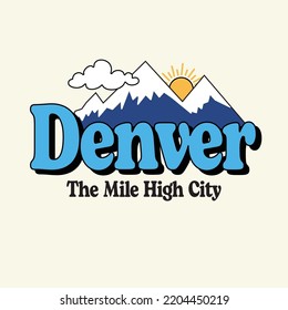 Denver Vector Retro Illustration Text with Icon