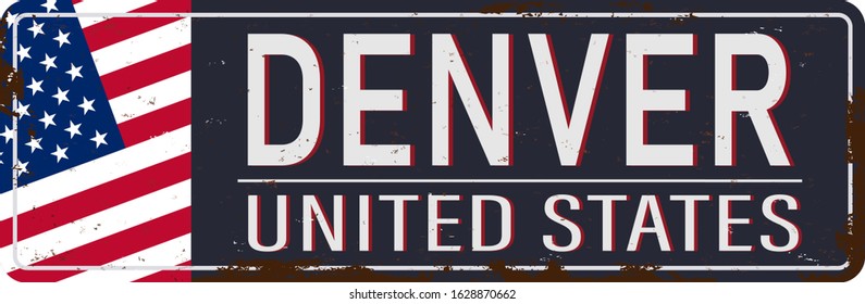 Denver vintage rusty metal sign on a white background, vector illustration