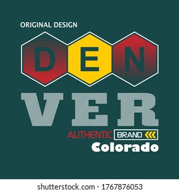 Denver,Colorado.vintage and typography design in vector illustration.clothing,apparel and other uses.Eps10