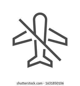 Deny fly or cancel flight icon. Consist of plane and warning icon. That mean travel by air or your trip been canceled or prohibition to help you through the Coronavirus (COVID-19) crisis. 48x48 px.