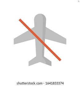 Deny fly or cancel flight icon. Consist of plane and warning icon. That mean travel by air or your trip been canceled or prohibition to help you through the Coronavirus (COVID-19) crisis. 48x48 px.
