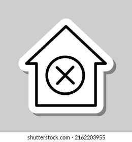 Deny, house simple icon. Flat desing. Sticker with shadow on gray background.ai