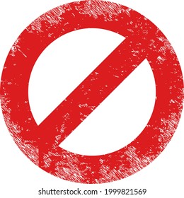 Deny icon with grunge style. Isolated vector deny icon image with grunge rubber texture on a white background.