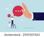 Deny request or manager decision authority, work conflict concept, rejection, say no or disapprove, disagreement, businessman hand reject or deny employee request
