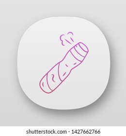 Deodorant, body spray bottle app icon. UI/UX user interface. Web or mobile application. Perfume shop, beauty salon product vector isolated illustration. Skin care accessory. Antiseptic lotion, aerosol