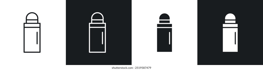 Coleção de ícones de desodorante no estilo de linha de traçado e preenchido em preto e branco.
