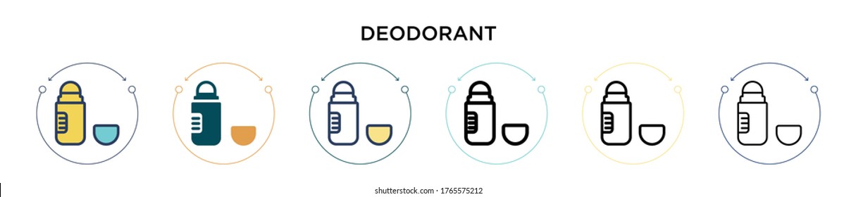 Deodorant icon in filled, thin line, outline and stroke style. Vector illustration of two colored and black deodorant vector icons designs can be used for mobile, ui, web