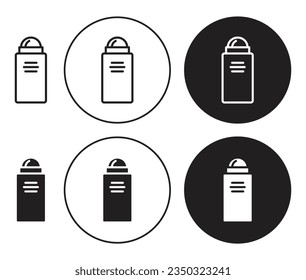 Deodorant icon set. deodorant roll on bottle vector symbol. simple deodorant rollon stick in black filled and outlined style.