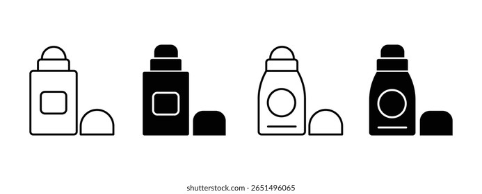 Deodorant icon set. solid and filled outline style. Deodorant roll on perfume stick or due bottle. vector icons illustrations for graphic design.