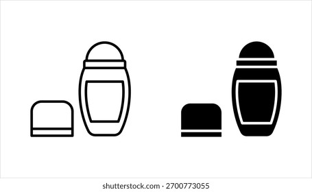 Conjunto de iconos de desodorante. Símbolo de rollo en palo de perfume o botella de deo. Ilustración vectorial sobre fondo blanco